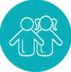 icon of a boy and a girl with their arms slightly stretched out